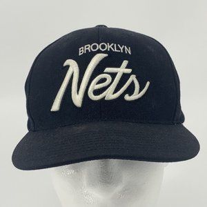 Mitchell & Ness Brooklyn Nets NBA Black 100% Wool Snapback Hat Cap Basketball‎